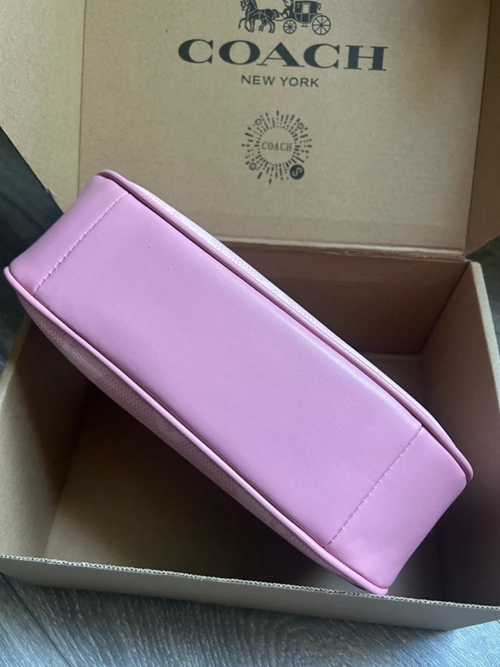 Coach Pink Signature Mini Shoulder Bag with Gold Hardware - Picture 8 of 9